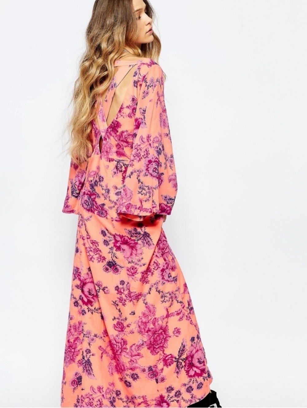 Free People Melrose Printed Maxi Dress in Clementine - Size XS